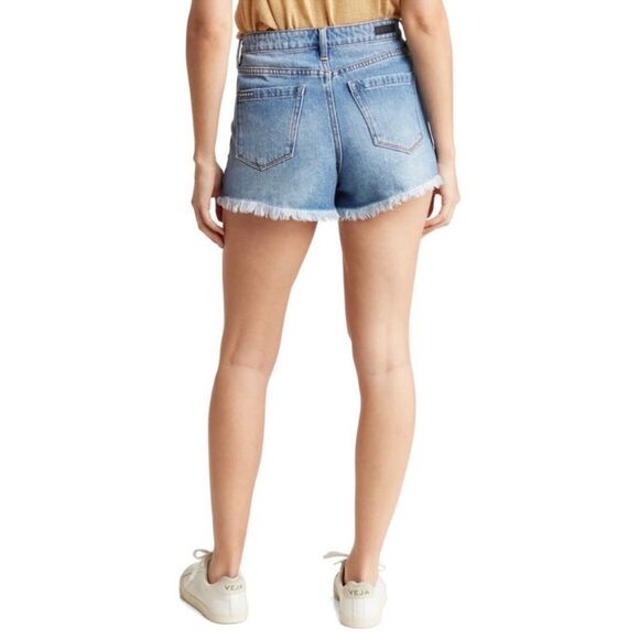 Blank NYC The Barrow Vintage High Rise Short Button Fly Distressed Denim Size 28 - Picture 2 of 12